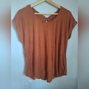 Bobeau Rust Short Sleeve Top